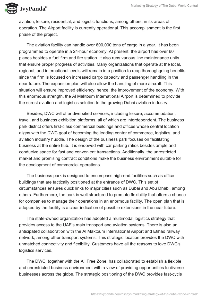 Marketing Strategy of The Dubai World Central. Page 2