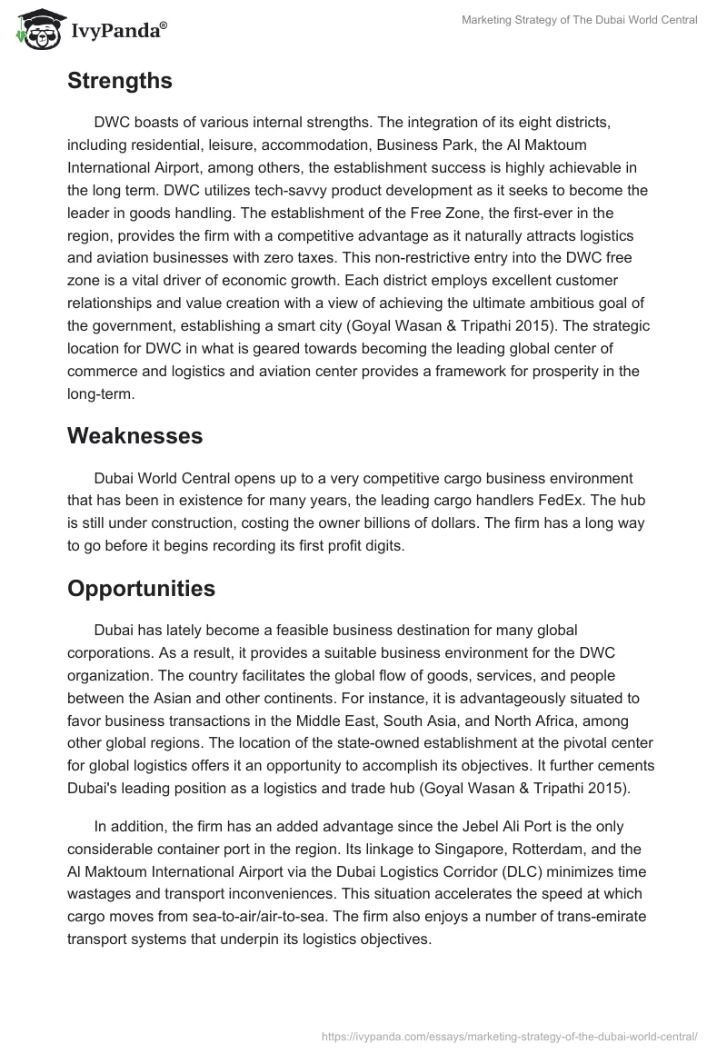 Marketing Strategy of The Dubai World Central. Page 5