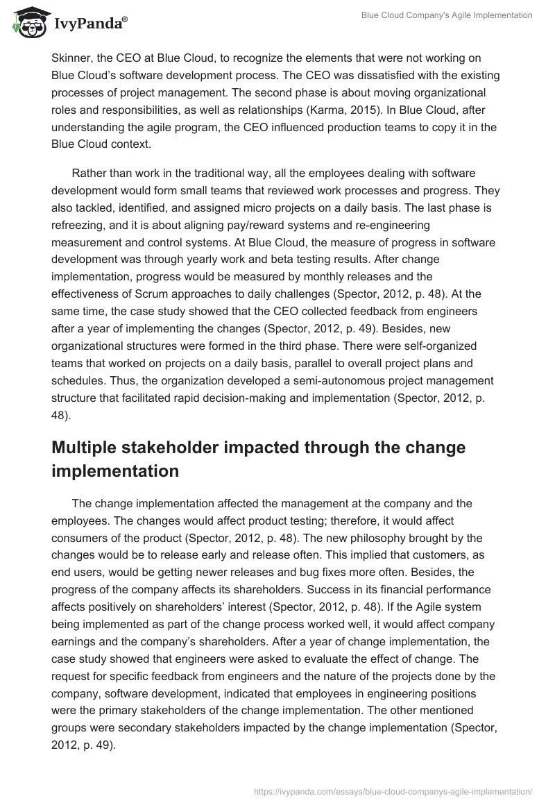 Blue Cloud Company's Agile Implementation. Page 2