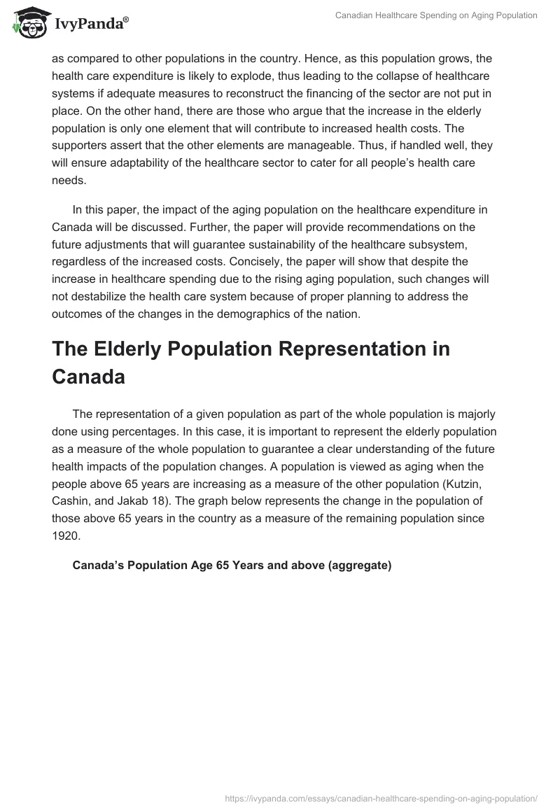Canadian Healthcare Spending on Aging Population. Page 2