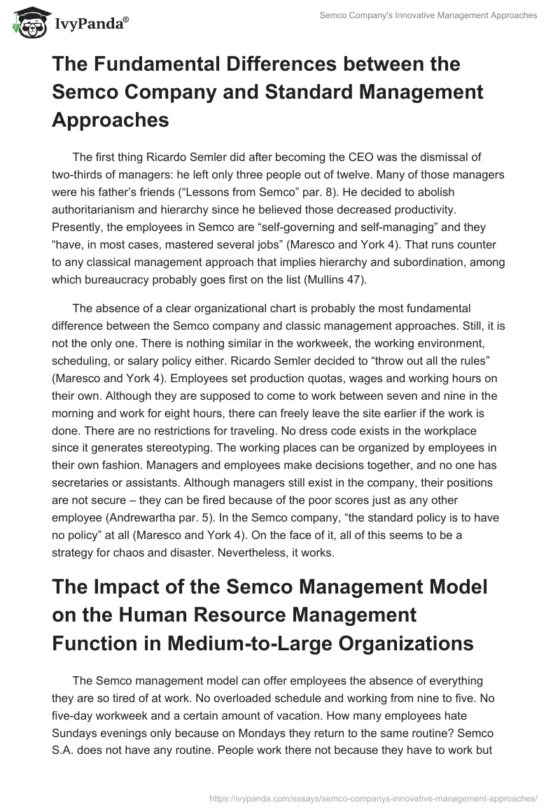 Semco Company's Innovative Management Approaches. Page 2