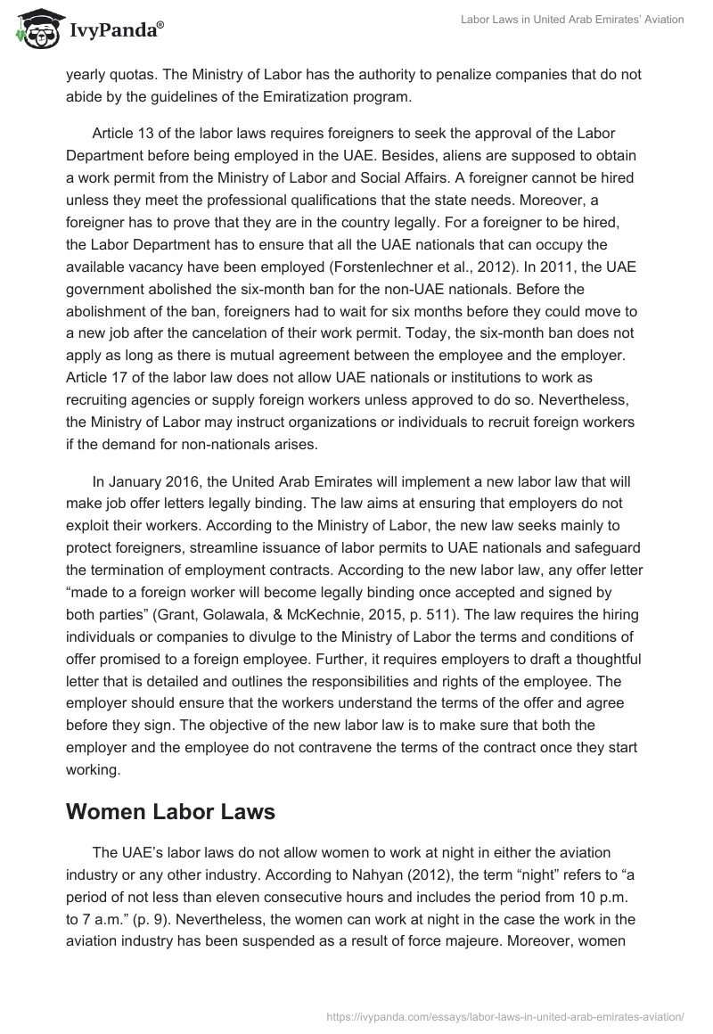Labor Laws in United Arab Emirates’ Aviation. Page 4