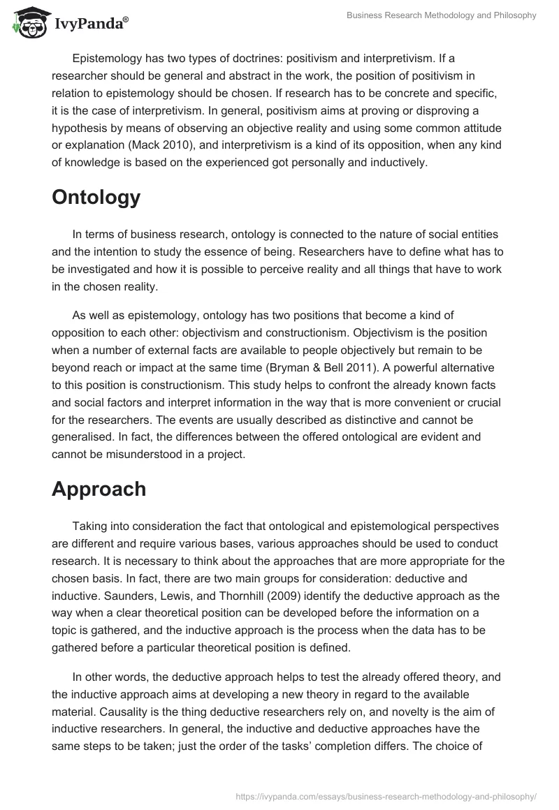 Business Research Methodology and Philosophy. Page 2