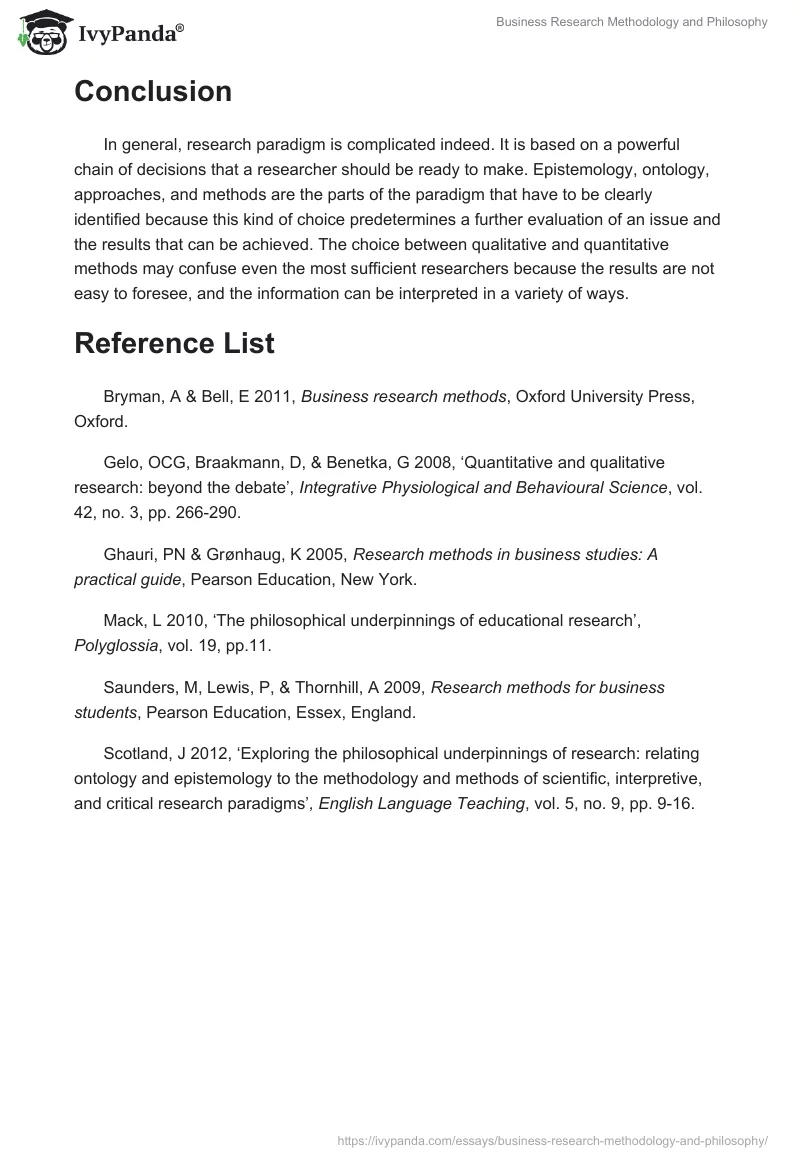Business Research Methodology and Philosophy. Page 5