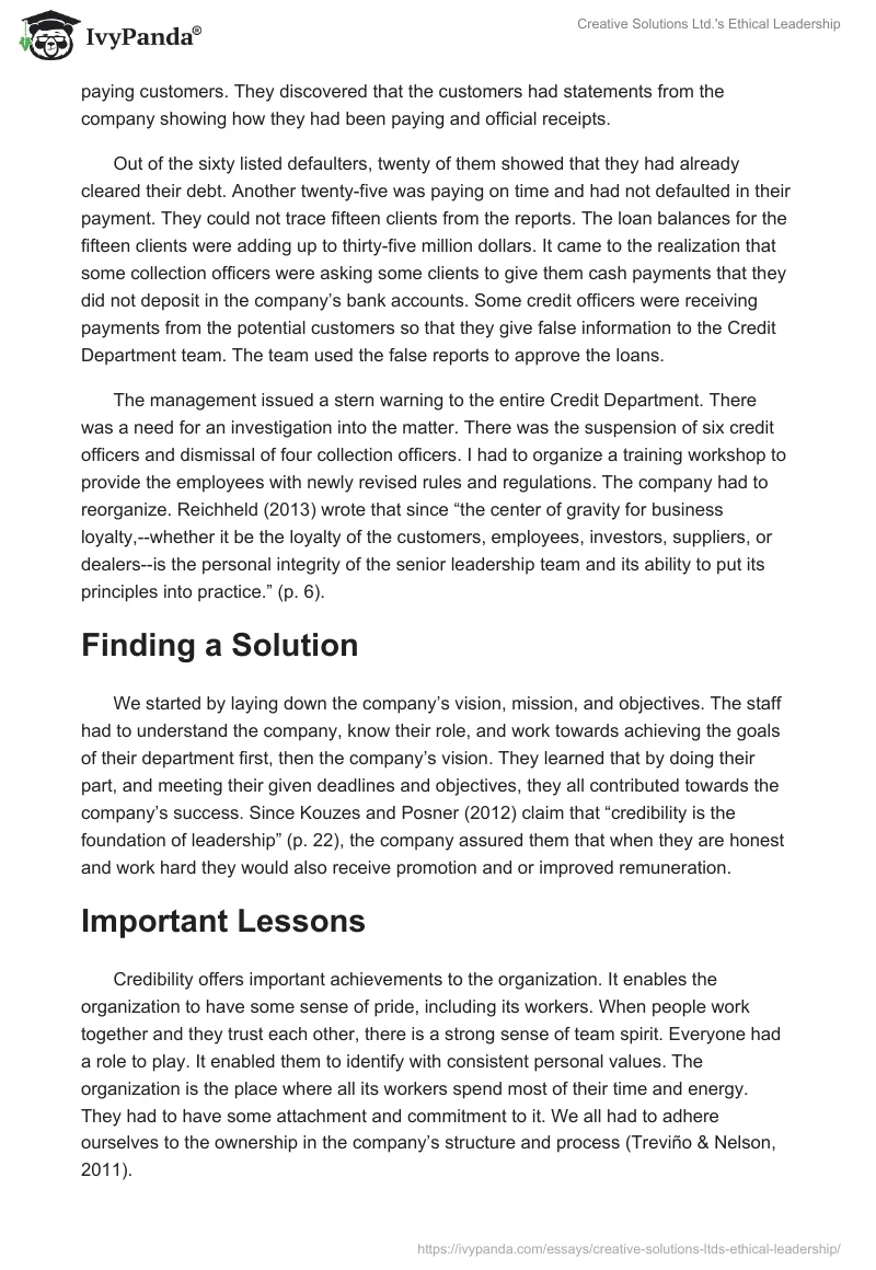 Creative Solutions Ltd.'s Ethical Leadership. Page 2