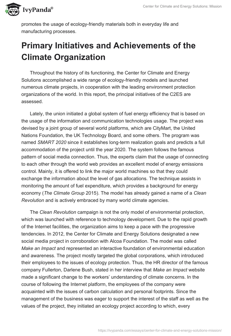 Center for Climate and Energy Solutions: Mission. Page 2
