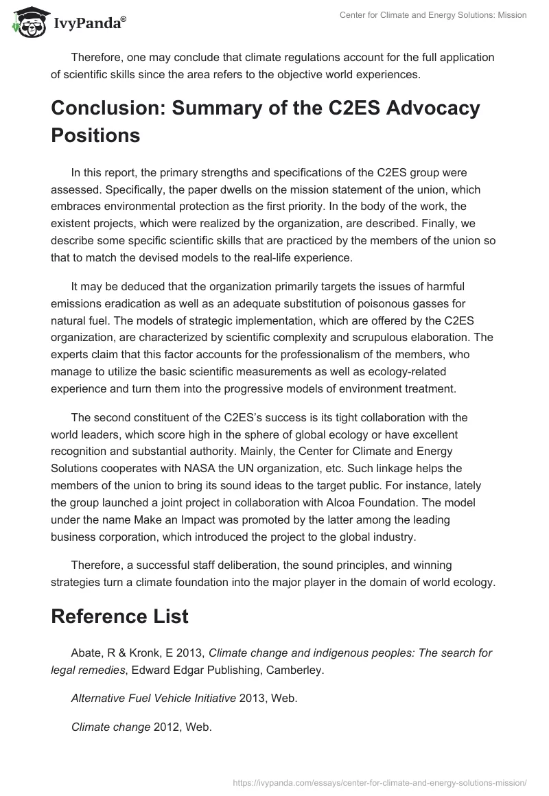 Center for Climate and Energy Solutions: Mission. Page 5