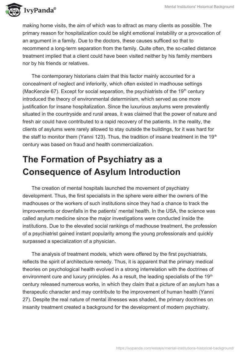 Mental Institutions' Historical Background. Page 3