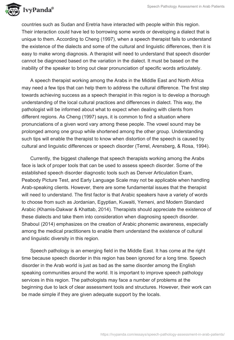 Speech Pathology Assessment in Arab Patients. Page 2