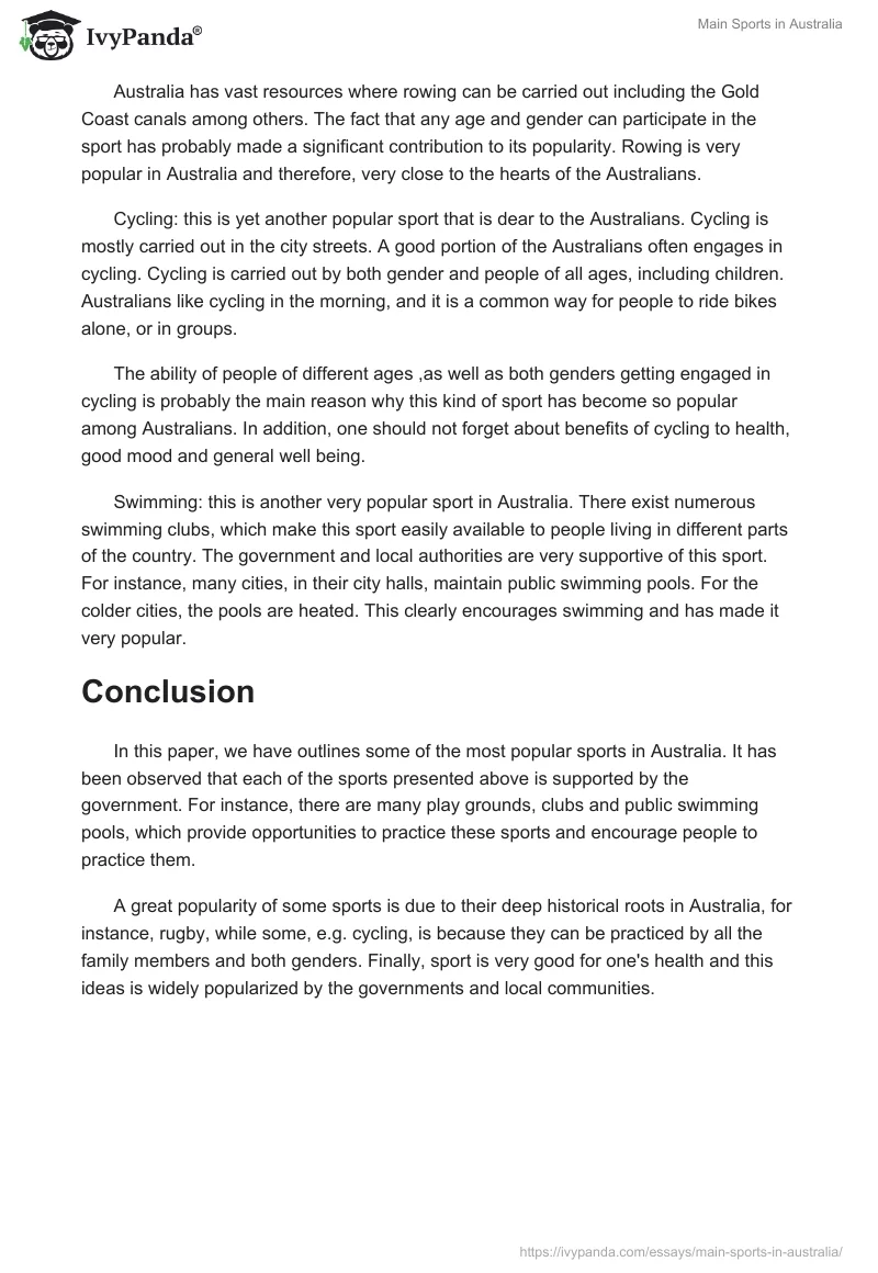 Main Sports in Australia. Page 2