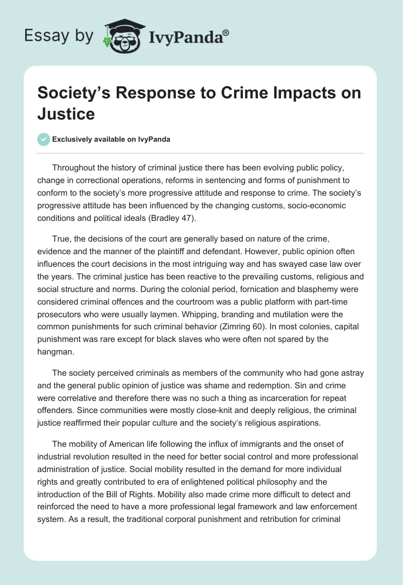 Society’s Response to Crime Impacts on Justice. Page 1