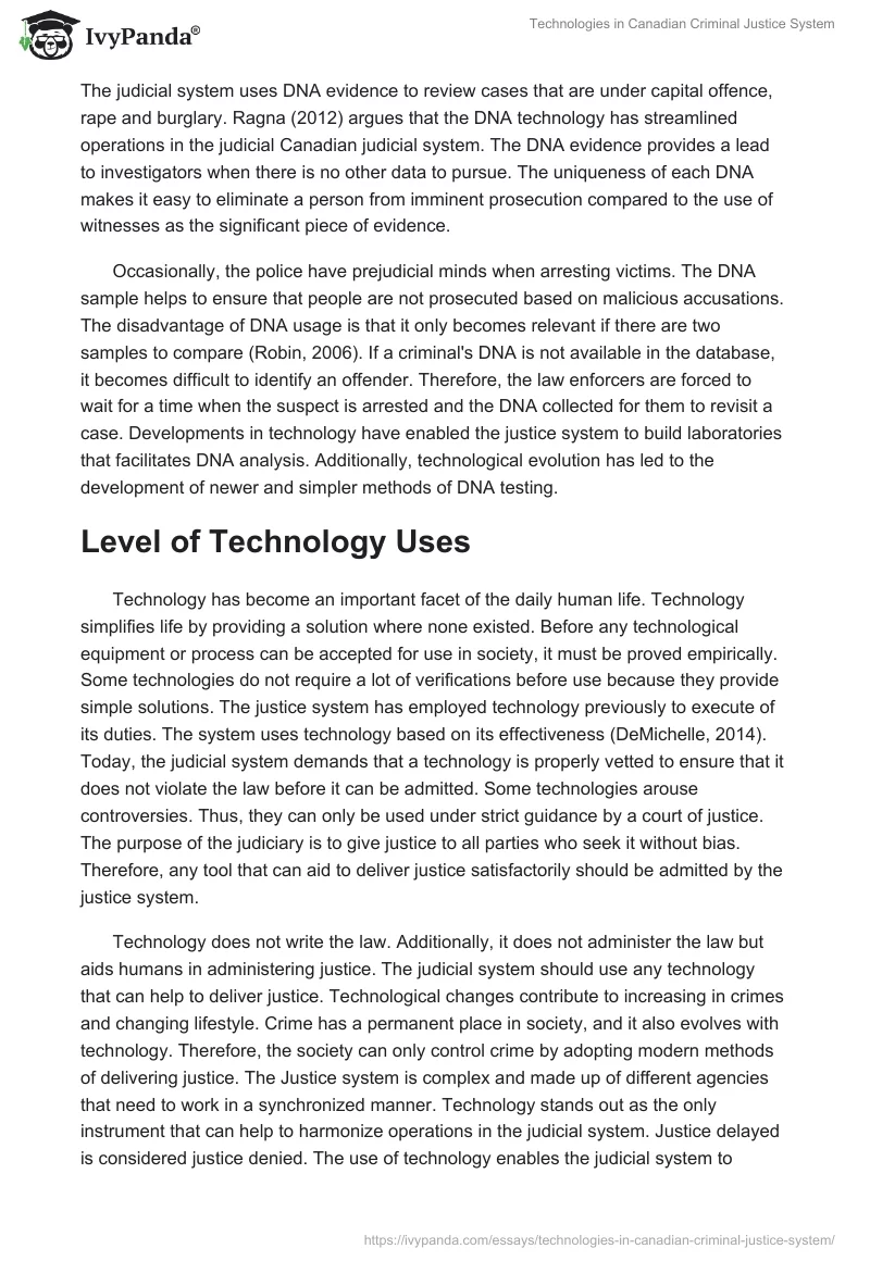 Technologies in Canadian Criminal Justice System. Page 3