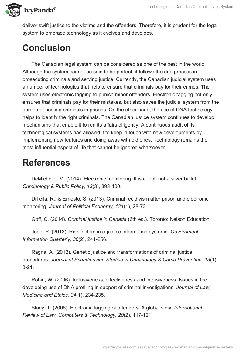 Technologies in Canadian Criminal Justice System. Page 4
