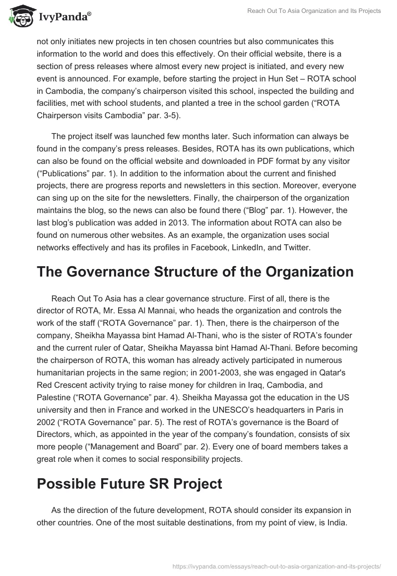 Reach Out To Asia Organization and Its Projects. Page 3