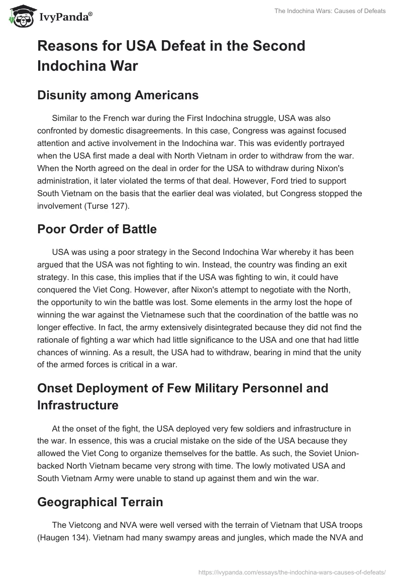 The Indochina Wars: Causes of Defeats. Page 3
