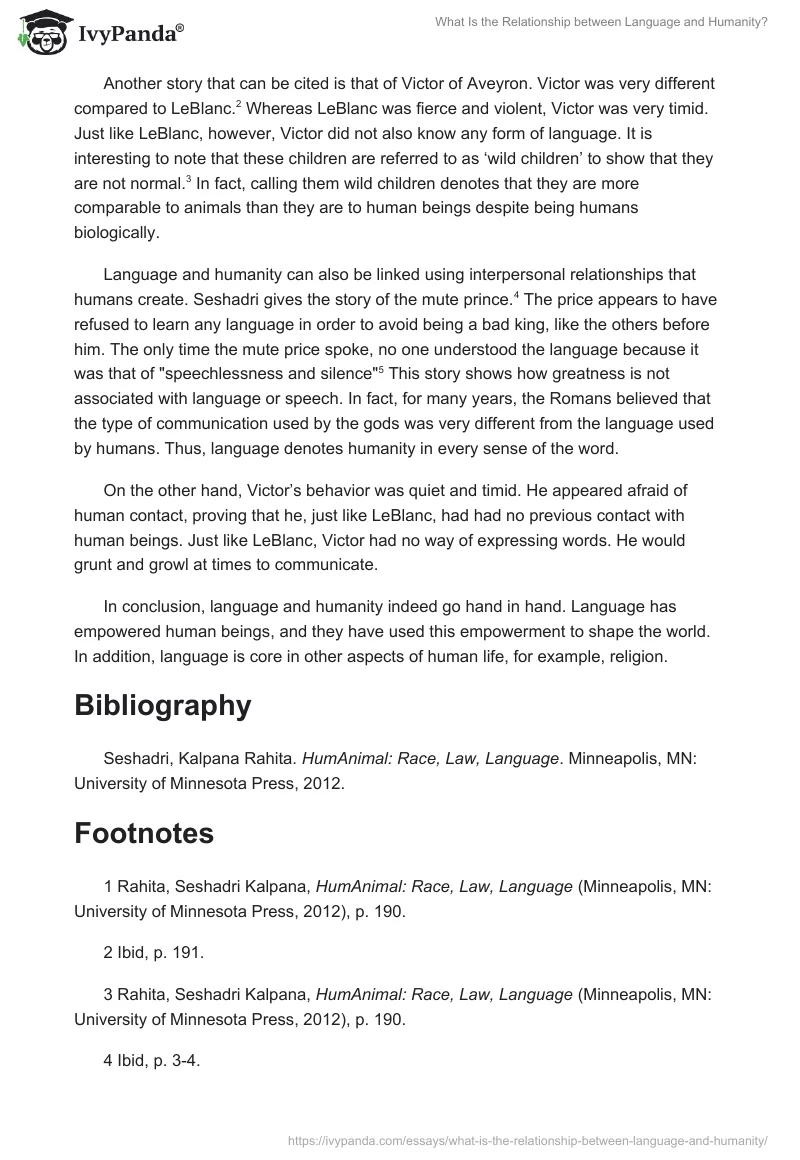 What Is the Relationship between Language and Humanity?. Page 3
