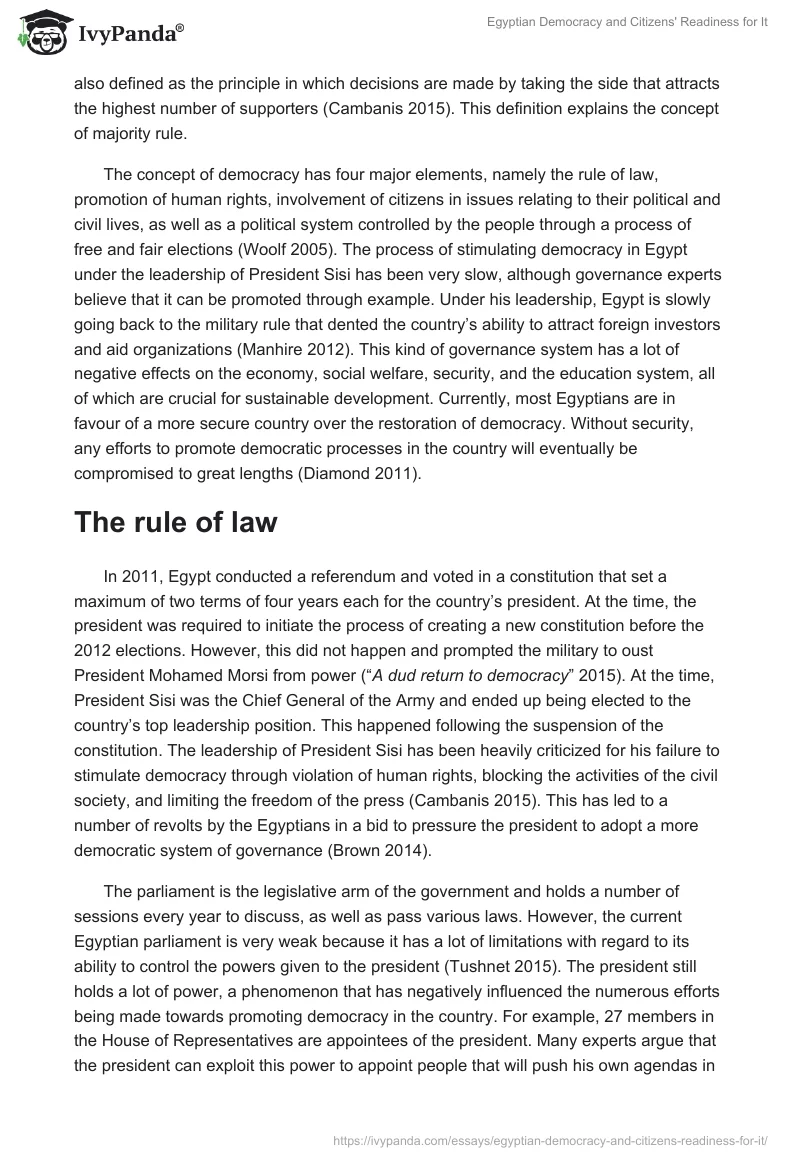 Egyptian Democracy and Citizens' Readiness for It. Page 2