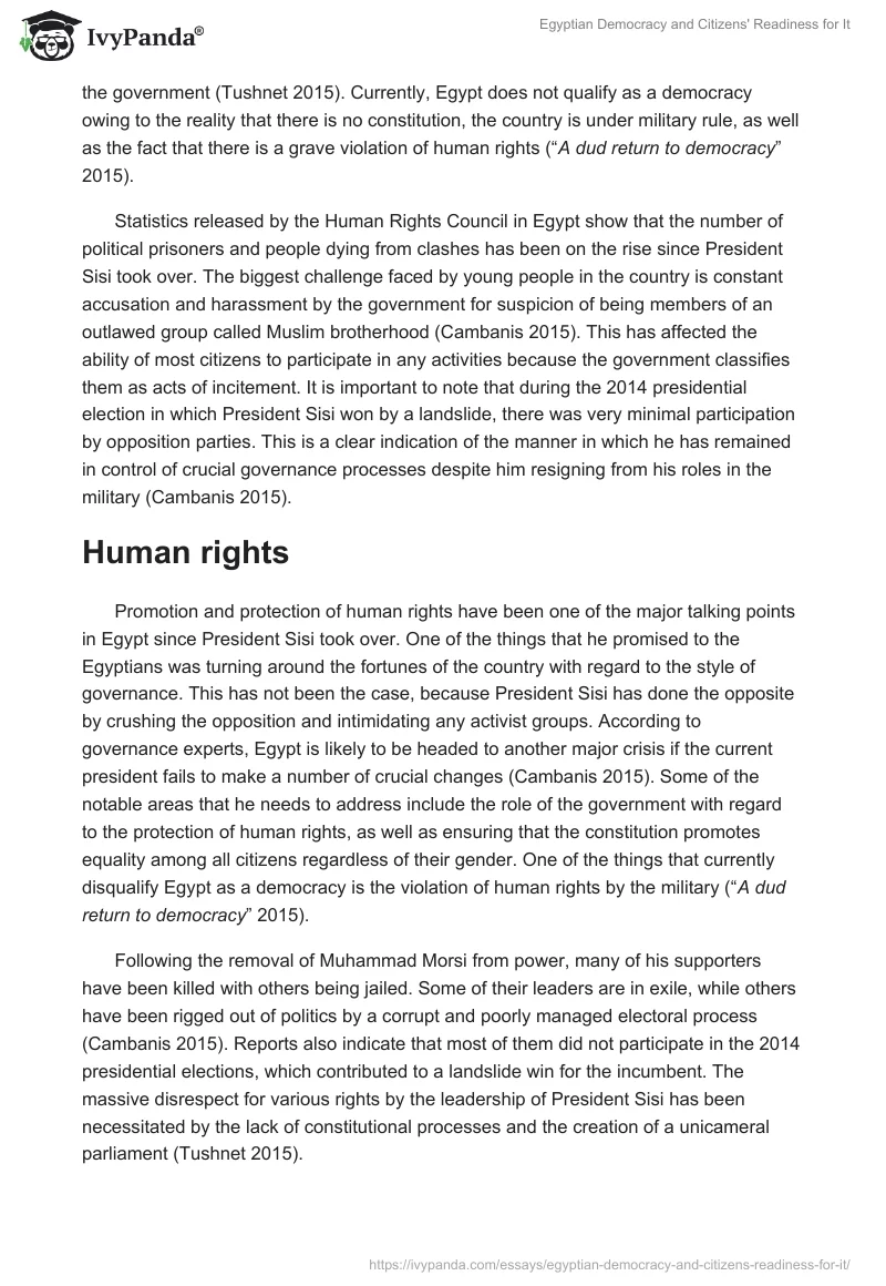 Egyptian Democracy and Citizens' Readiness for It. Page 3