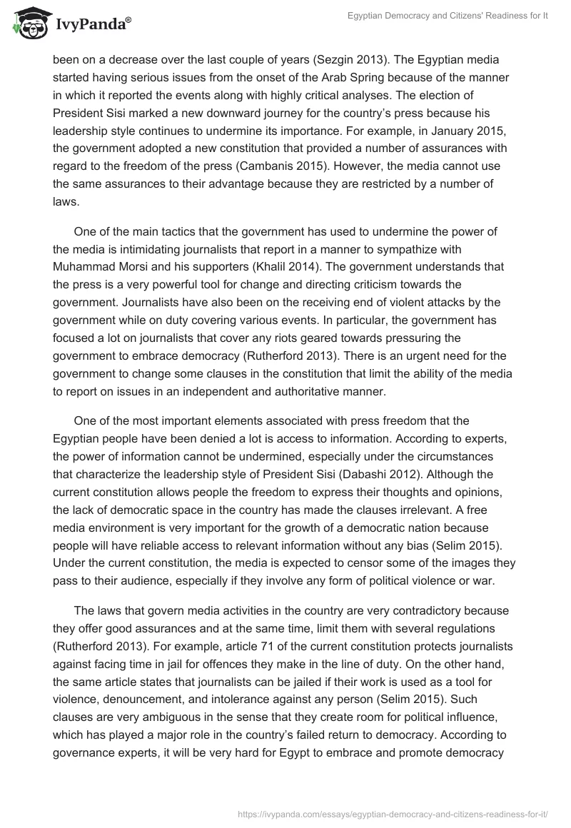 Egyptian Democracy and Citizens' Readiness for It. Page 5