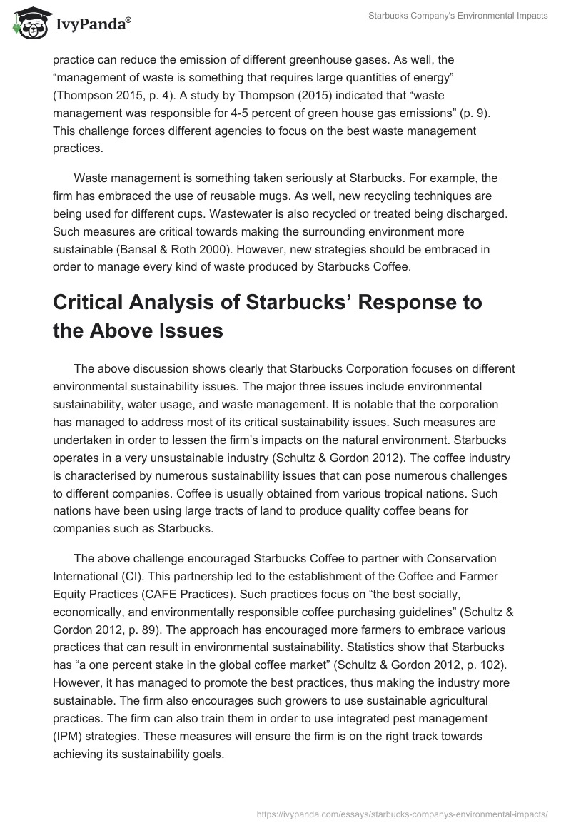 Starbucks Company's Environmental Impacts. Page 3