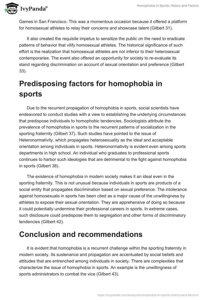 Homophobia in Sports: History and Factors. Page 2