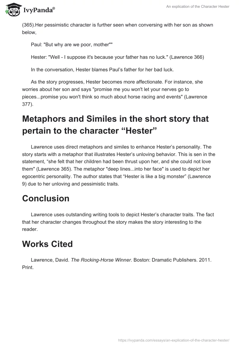 An explication of the Character "Hester". Page 2