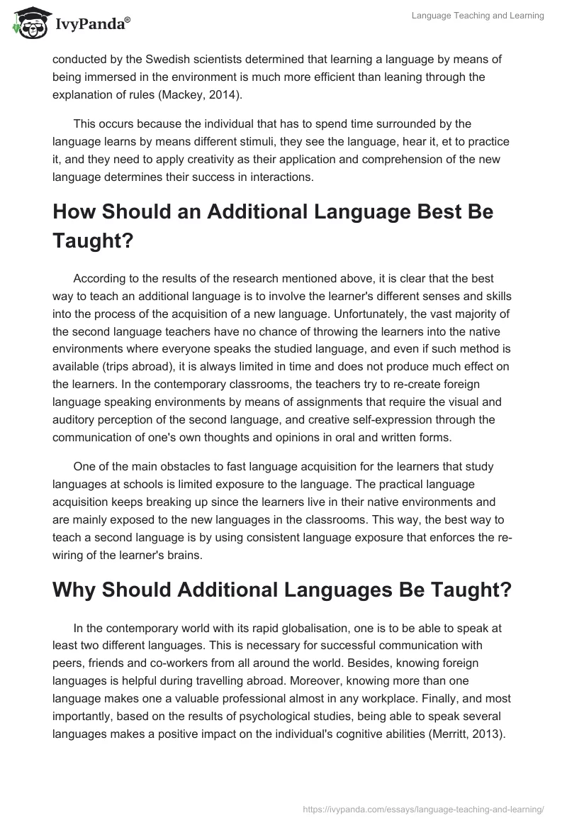Language Teaching and Learning. Page 2
