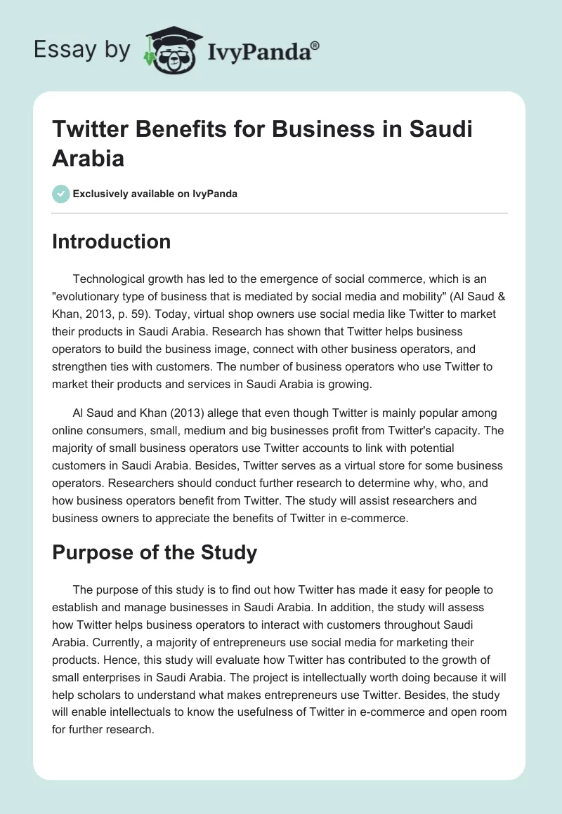 Twitter Benefits for Business in Saudi Arabia. Page 1