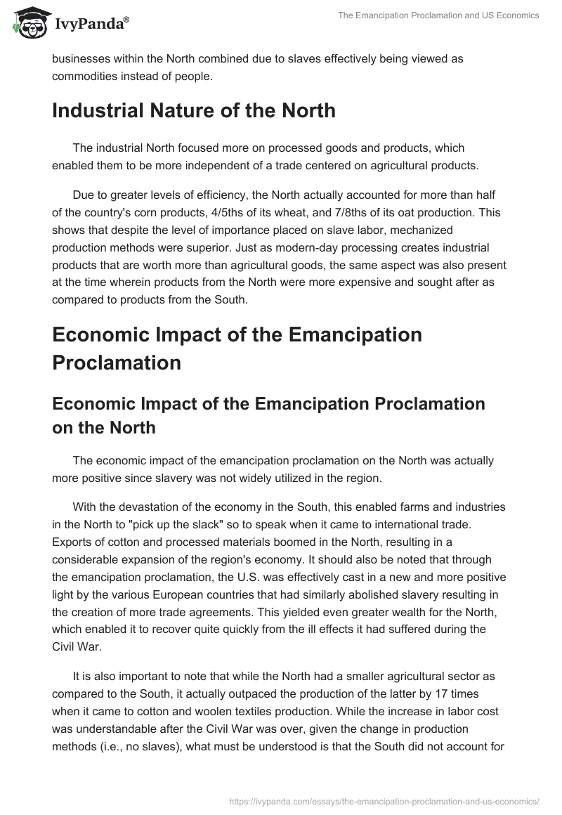 The Emancipation Proclamation and US Economics. Page 4