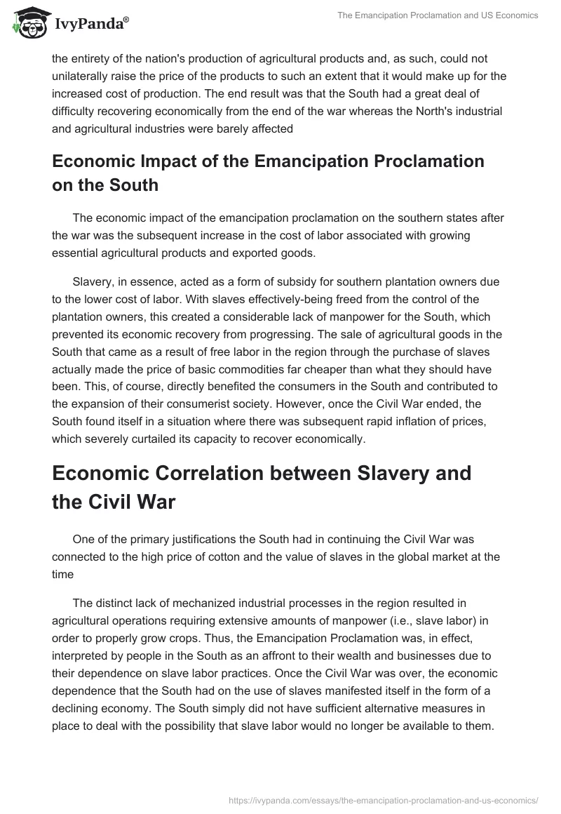 The Emancipation Proclamation and US Economics. Page 5
