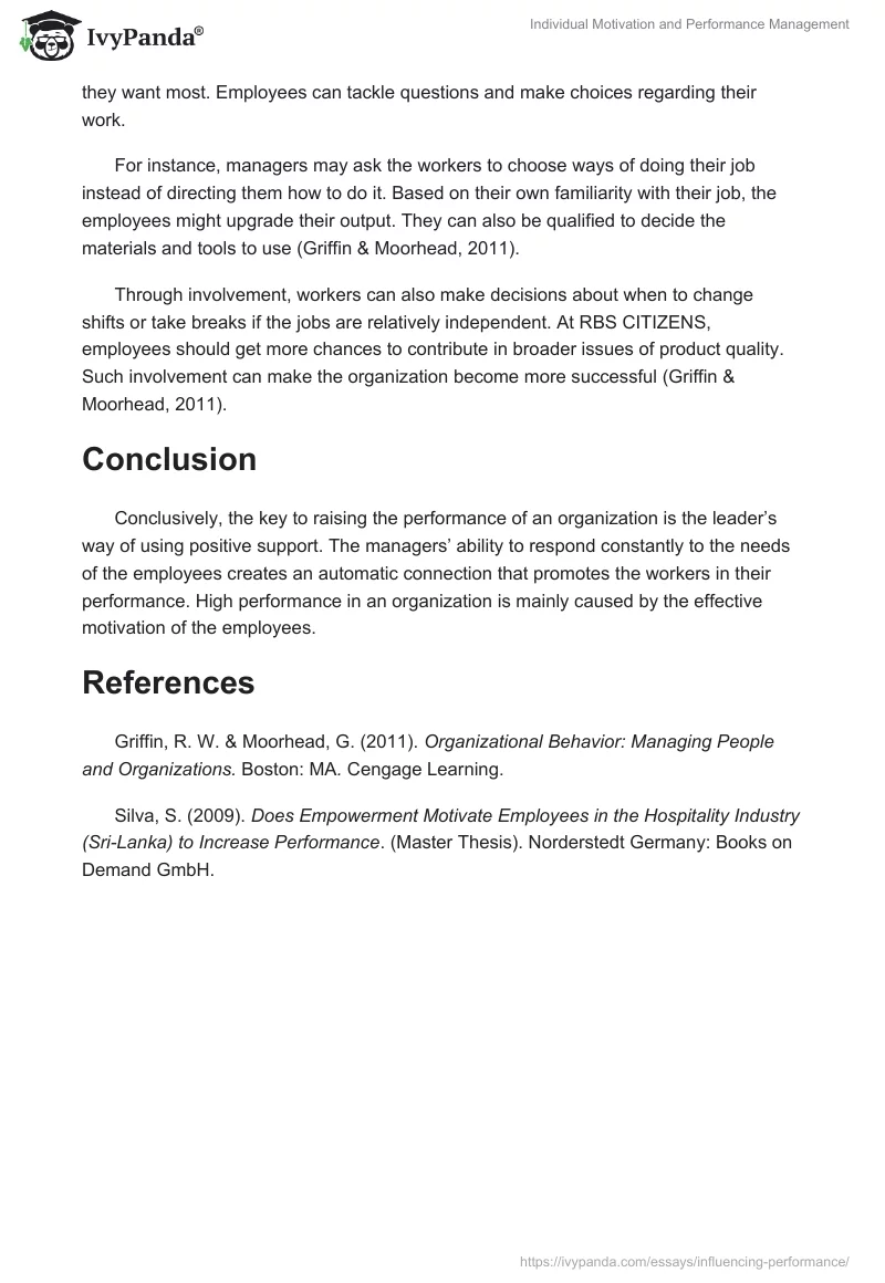 Individual Motivation and Performance Management. Page 3