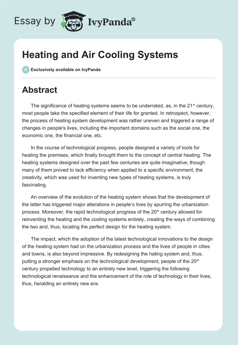 Heating and Air Cooling Systems. Page 1