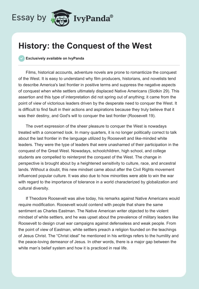 History: the Conquest of the West. Page 1