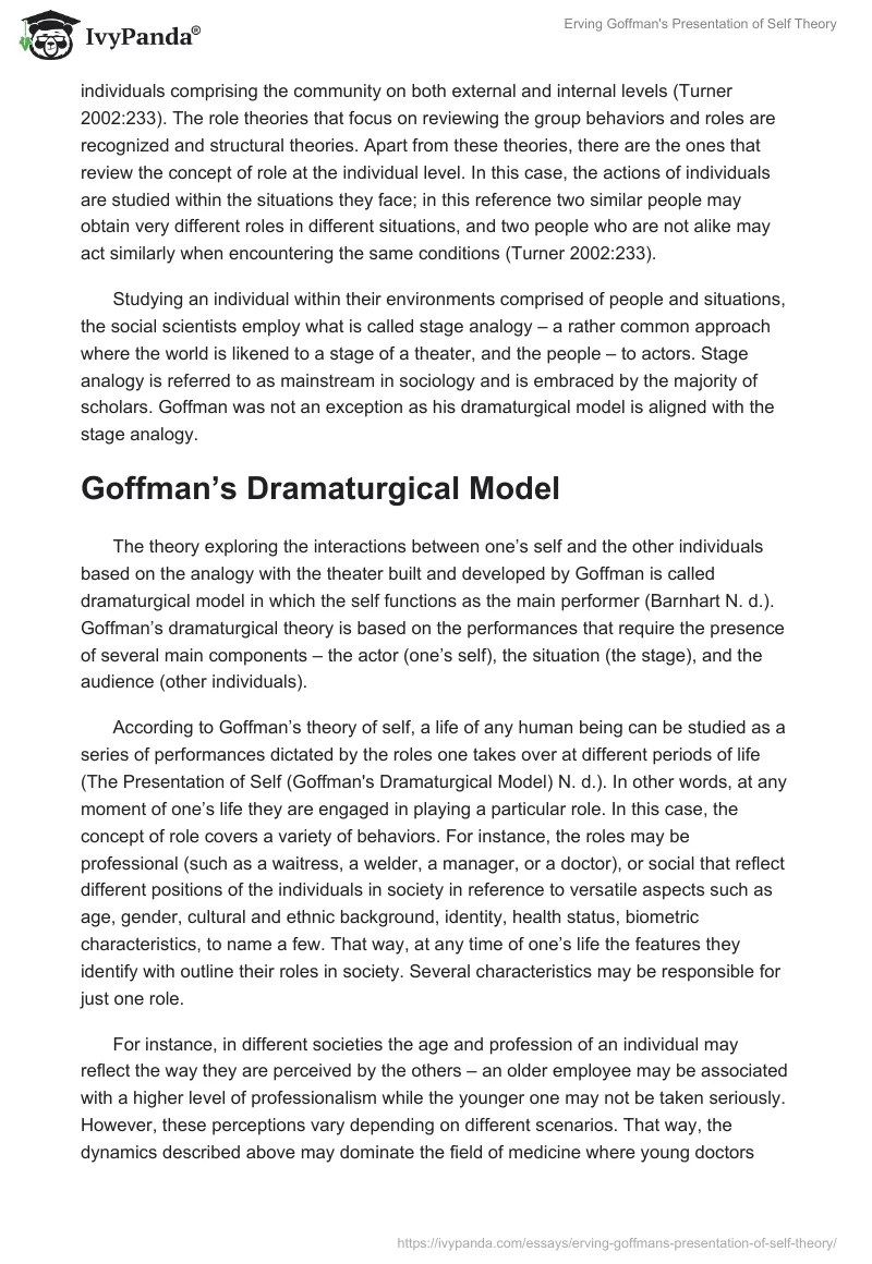 Erving Goffman's Presentation of Self Theory. Page 3