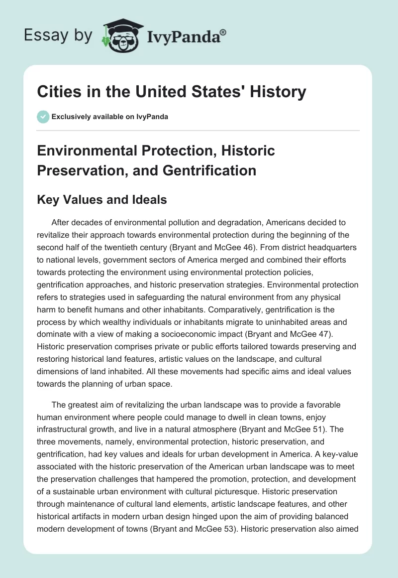 Cities in the United States' History. Page 1