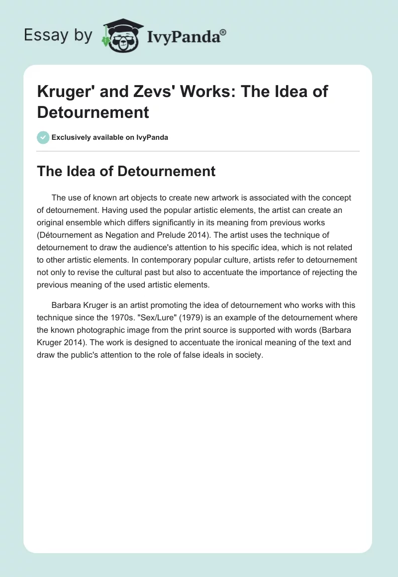 Kruger' and Zevs' Works: The Idea of Detournement. Page 1