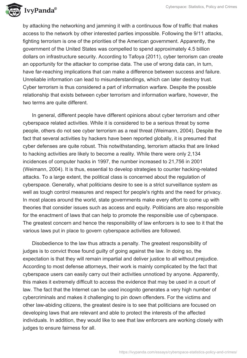 Cyberspace: Statistics, Policy, and Crimes. Page 3