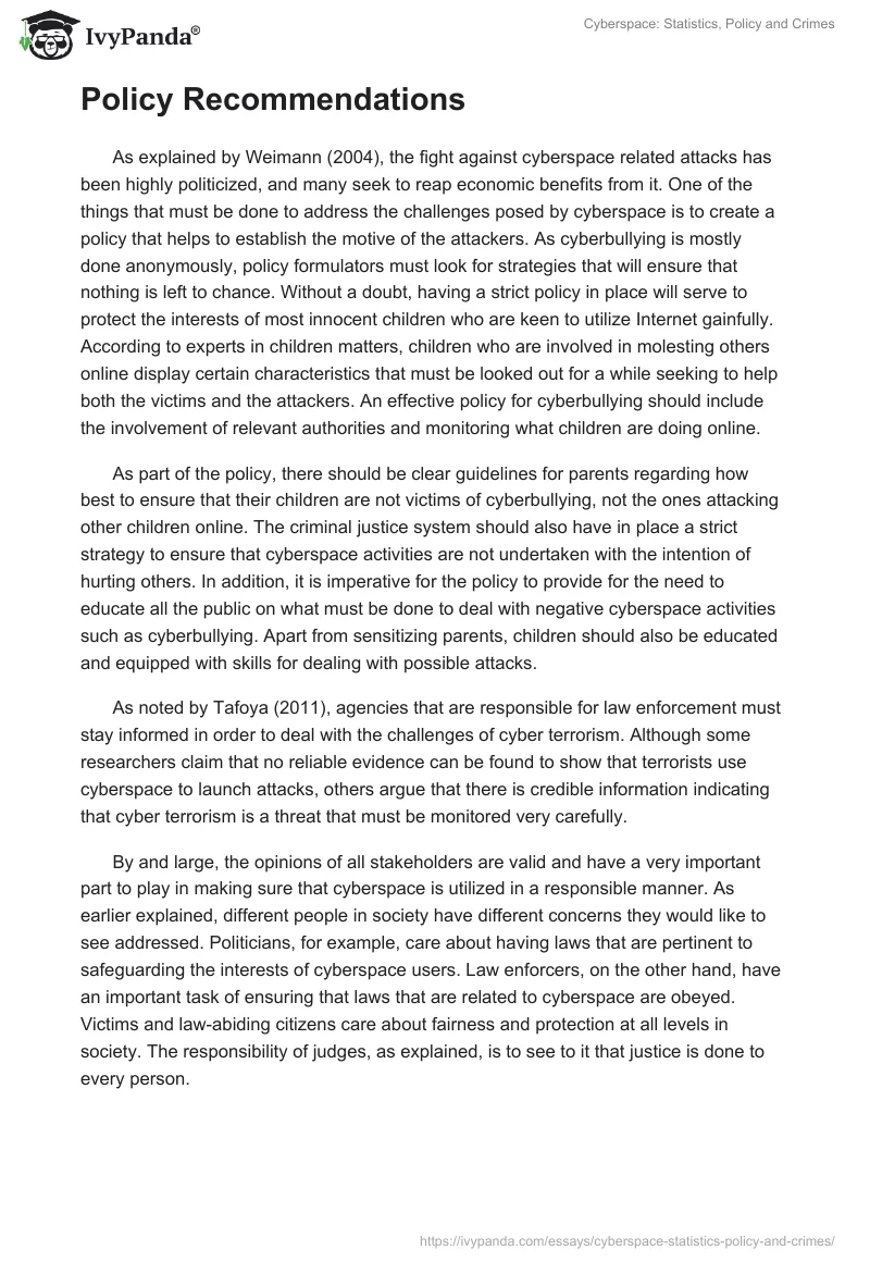 Cyberspace: Statistics, Policy, and Crimes. Page 4