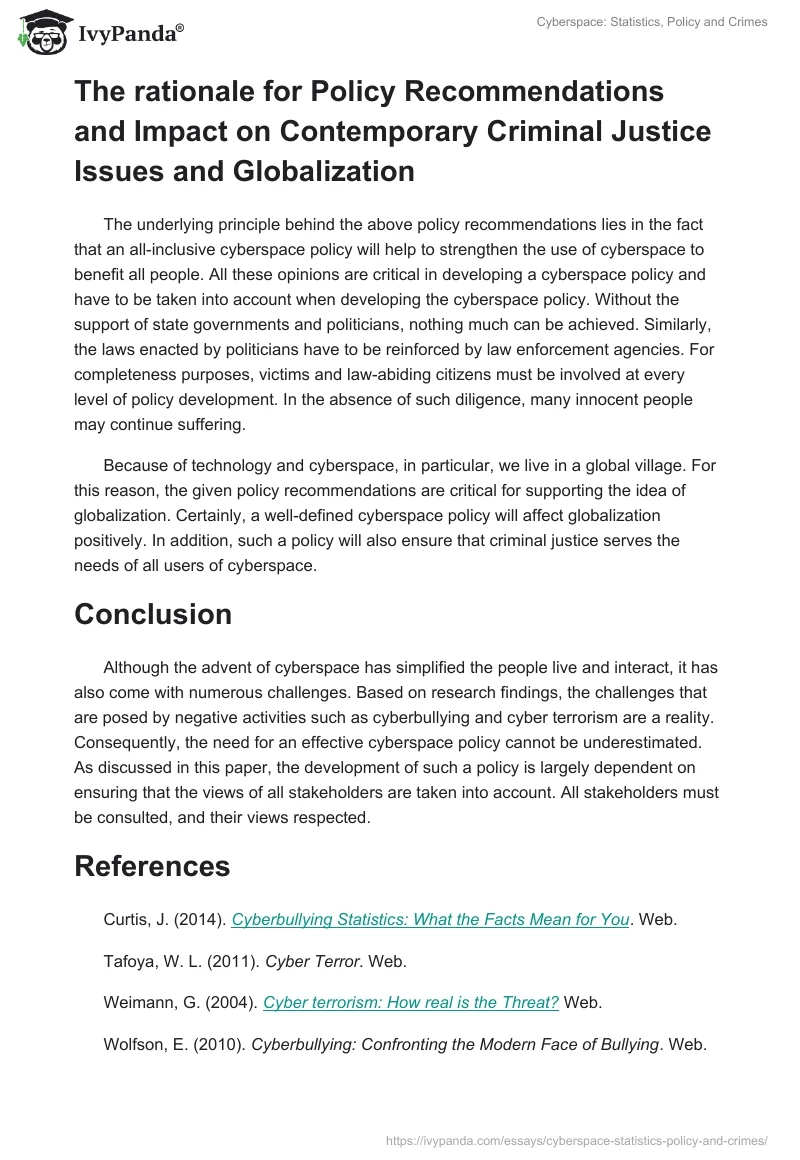 Cyberspace: Statistics, Policy, and Crimes. Page 5