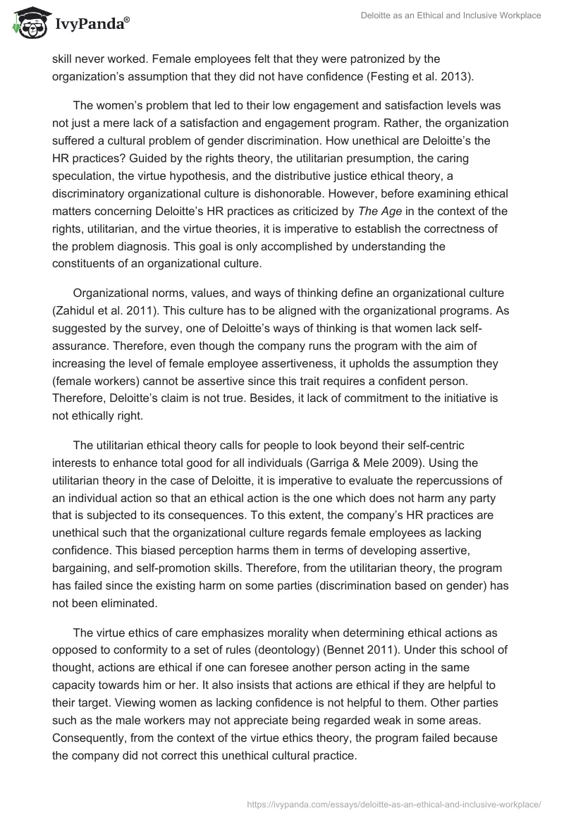 Deloitte as an Ethical and Inclusive Workplace. Page 2