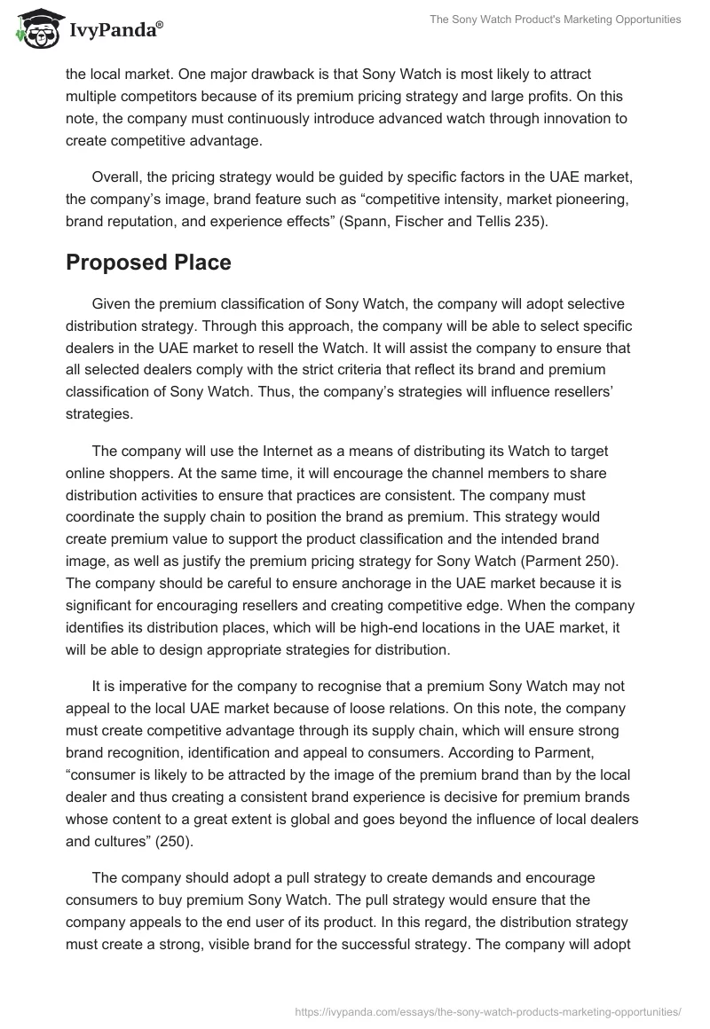 The Sony Watch Product's Marketing Opportunities. Page 4