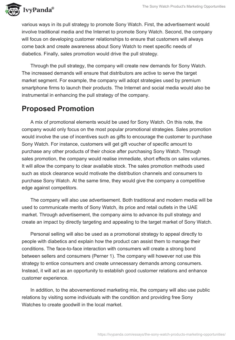 The Sony Watch Product's Marketing Opportunities. Page 5