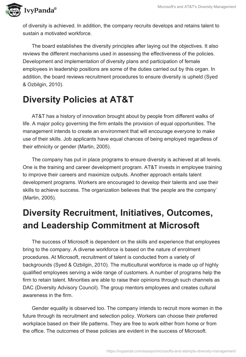 Microsoft's and AT&T's Diversity Management. Page 2