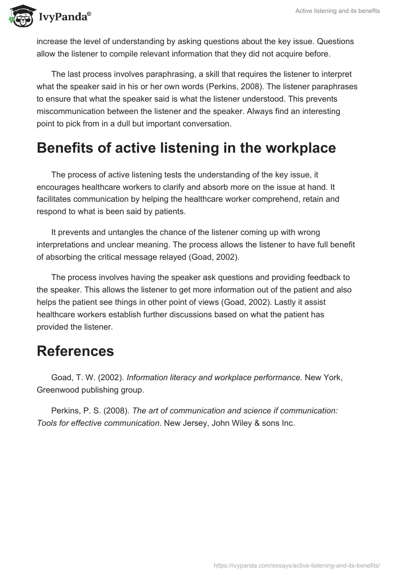 Active listening and its benefits. Page 2