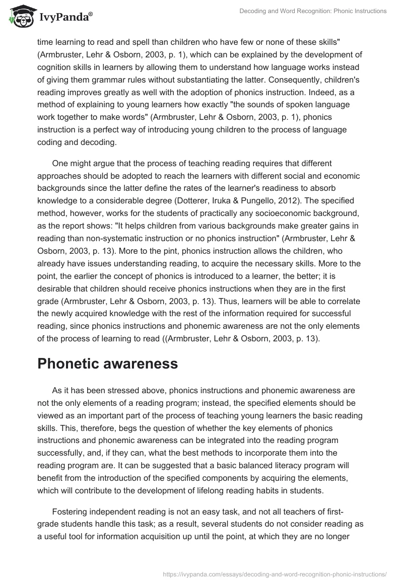Decoding and Word Recognition: Phonic Instructions. Page 2
