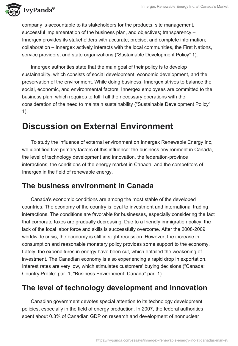 Innergex Renewable Energy Inc. at Canada's Market. Page 2