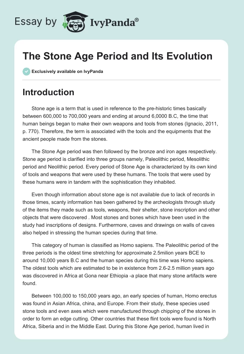 The Stone Age Period and Its Evolution. Page 1
