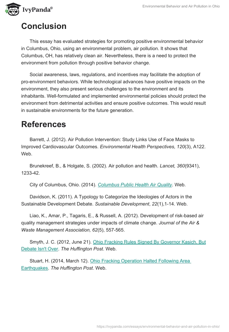 Environmental Behavior and Air Pollution in Ohio. Page 5