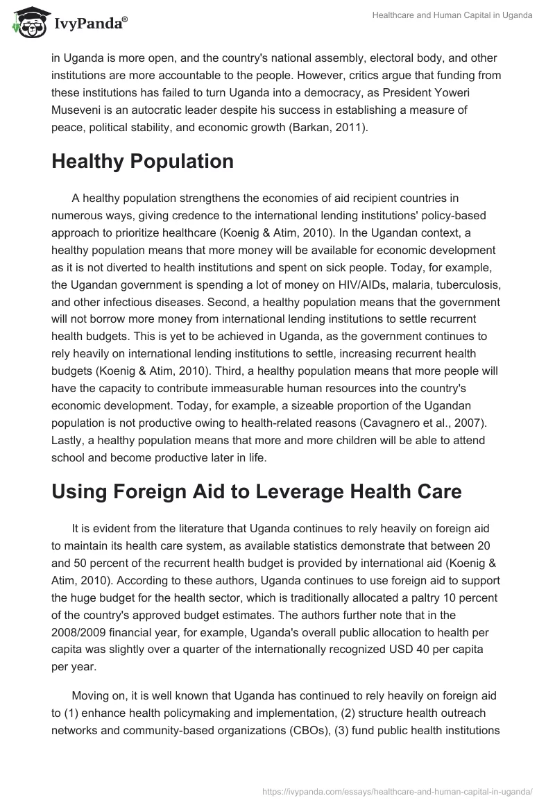 Healthcare and Human Capital in Uganda. Page 3