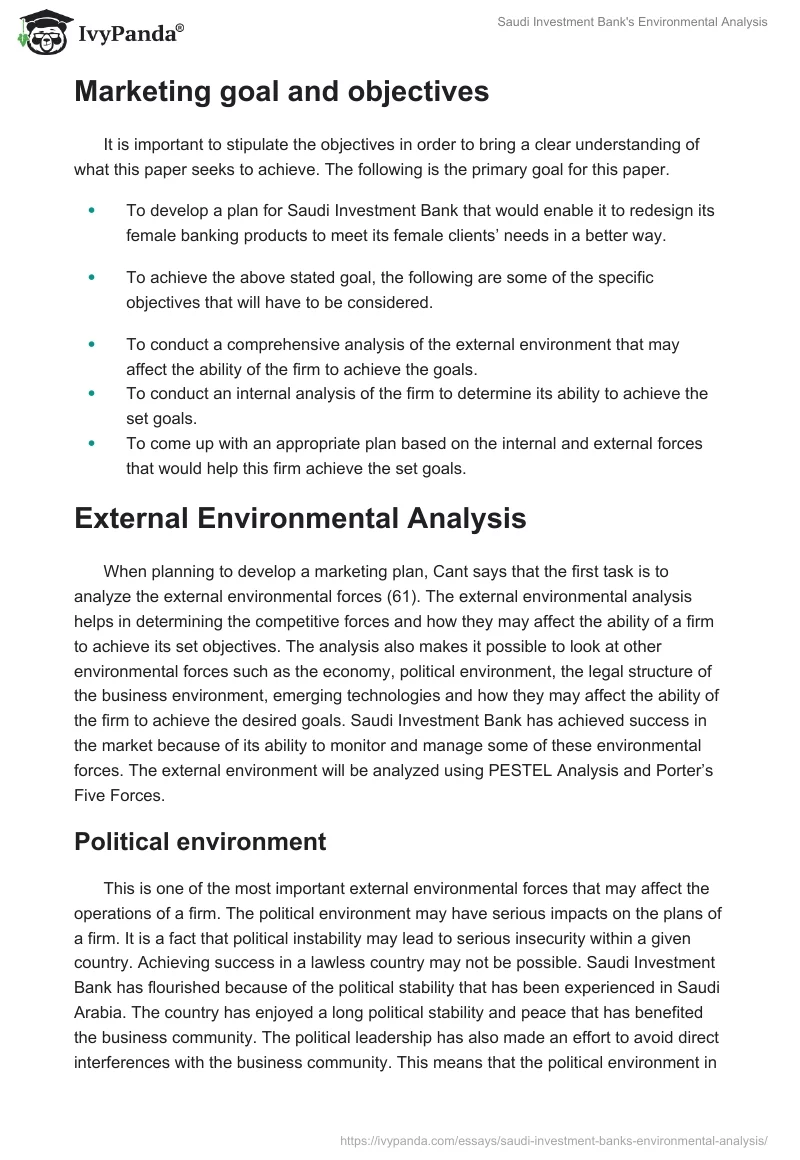 Saudi Investment Bank's Environmental Analysis. Page 2
